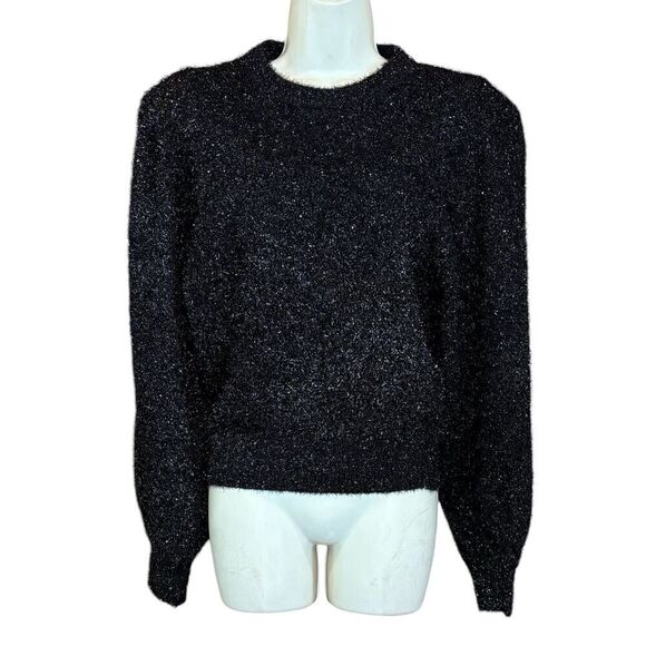 Ronny Kobo Carina Sparkle Metallic Puff Balloon Sweater in Black NWT Size Medium - Picture 3 of 8